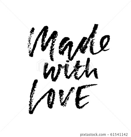 Made with love. Hand made lettering phrase for online store. Vector ink illustration. Modern dry brush calligraphy. 61541142