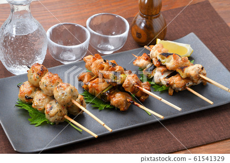 Yakitori, Yakitori, Yakitori, Yakitori, Assortment of 3 types, Izakaya / Sake image. Yakitori, Yakitori, Yakitori, Yakitori, Assortment of 3 types, Izakaya / Sake image. 61541329