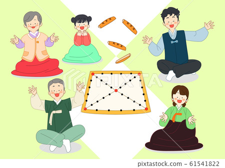 Korean new year holiday concept, happy family having a good time together illustration 008 61541822