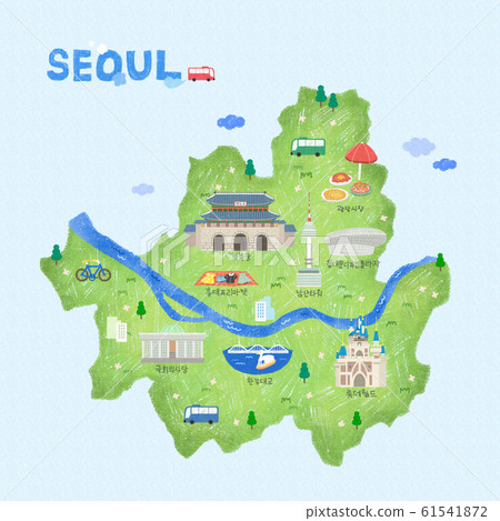 South Korea's landmark map illustration 006 South Korea's landmark map illustration 006 61541872
