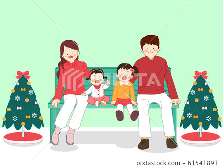 happy family having a Christmas together illustration 011 61541891