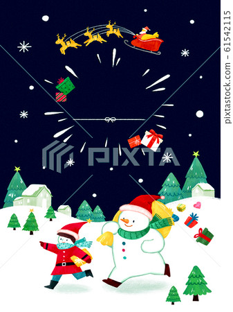 Merry Christmas greeting card template illustration 012 61542115