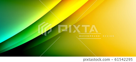 Wave liquid style lines with shadows and light on gradient background. Trendy simple fluid color gradient abstract background with dynamic straight shadow line effect 61542295