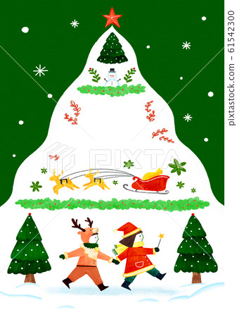 Merry Christmas greeting card template illustration 009 61542300