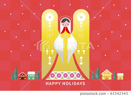 Merry Christmas and Happy New Year flat design style greeting card illustration 006 61542343