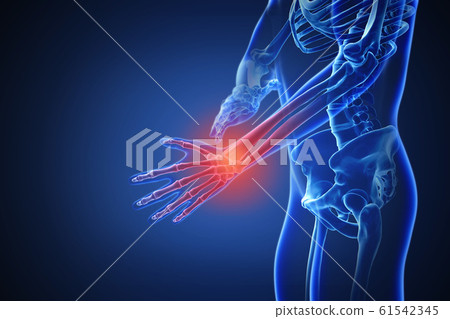 3d rendering of a human body with highlighted in pain 008 61542345