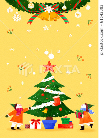 Merry Christmas greeting card template illustration 008 61542382