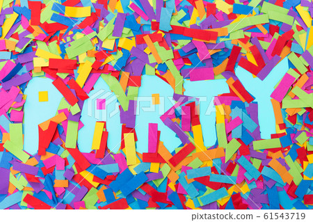 word party made of confetti decoration on blue word party made of confetti decoration on blue 61543719