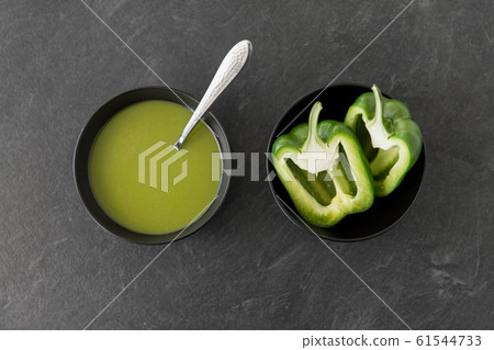 green pepper or paprika cream soup in bowl green pepper or paprika cream soup in bowl 61544733