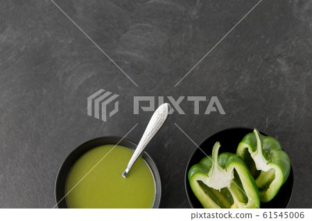 green pepper or paprika cream soup in bowl green pepper or paprika cream soup in bowl 61545006
