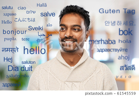 indian man over words in foreign languages 61545559
