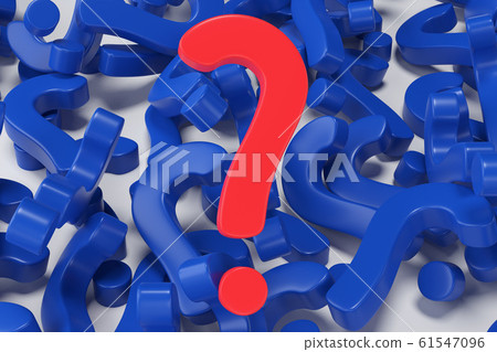 Red question mark on a mountain of question marks. 61547096