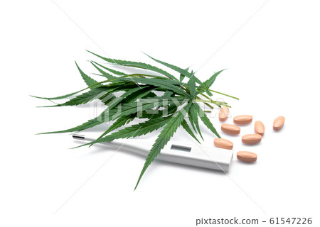 marijuana or cannabis leaf with drug and 61547226