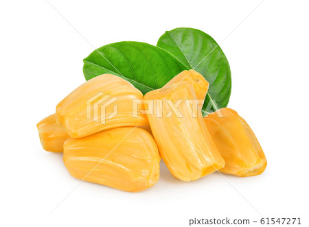 jackfruit with leaf isolated on white background, jackfruit with leaf isolated on white background, 61547271