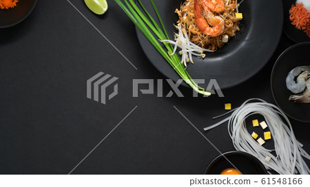 Top view of Pad Thai, stir fly of Thai noodle with 61548166