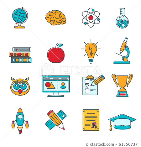 Online Education colored Line Web Icon Set 61550737