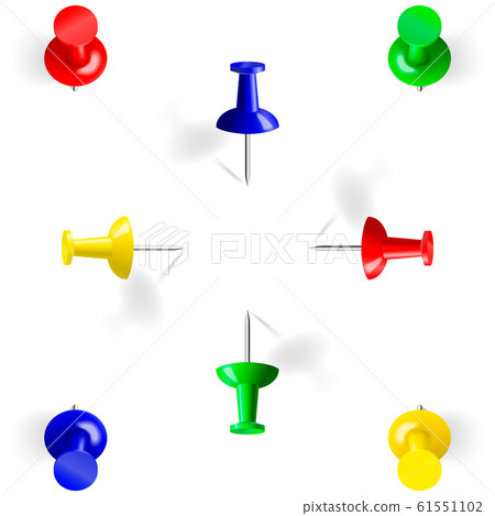push pins set isolated on a white background. - Stock Illustration ...
