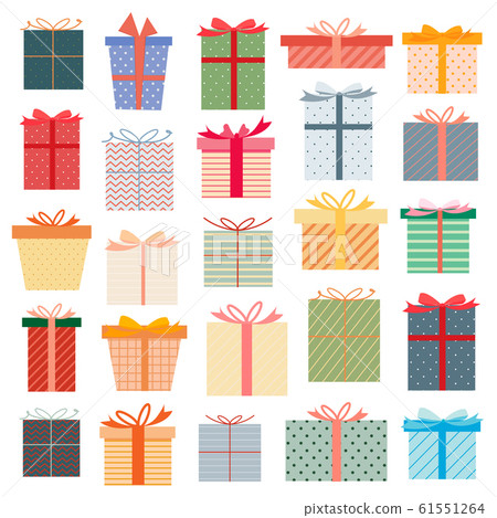 Set of gift box, Colorful presents. Vector illustration. 61551264