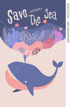 Design elements of whale and undersea plants 61551318