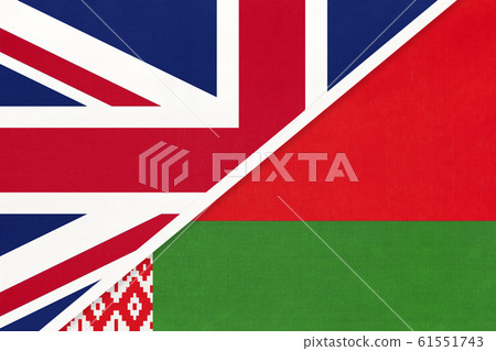 United Kingdom vs Belarus national flag from textile United Kingdom vs Belarus national flag from textile 61551743