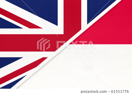 United Kingdom vs Monaco national flag from textile United Kingdom vs Monaco national flag from textile 61551776