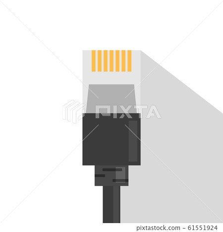 Black ethernet cable vector isolated. Connection 61551924