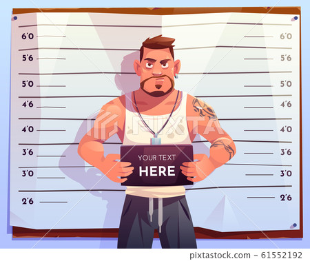 Criminal mugshot front view on measuring scale Criminal mugshot front view on measuring scale 61552192