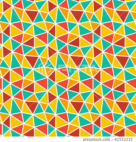 Low poly bright mosaic pattern. Seamless vector 61552235