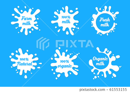 Vector illustrations milk label, yogurt, cream icons Vector illustrations milk label, yogurt, cream icons 61553155