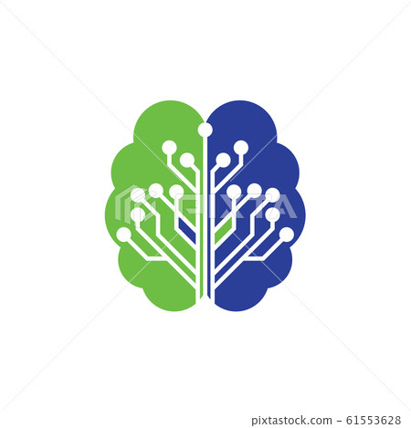 Brain connection logo design. digital brain logo template, Brain