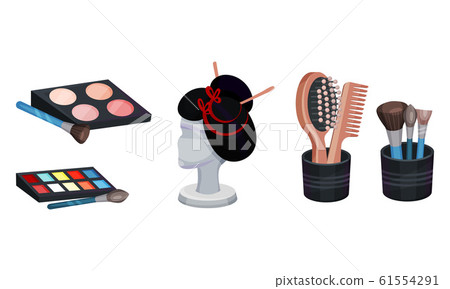 Actress Dressing or Makeup Room Attributes Vector Set 61554291
