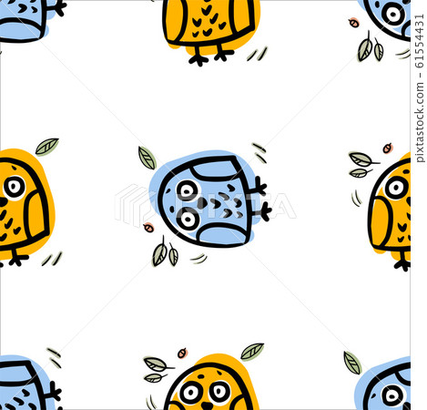 Funny owl vector seamless pattern. Funny owl vector seamless pattern. 61554431