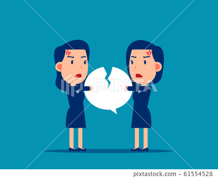 Fighting over speech bubble. The quarrel between Fighting over speech bubble. The quarrel between 61554528