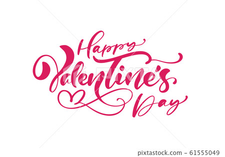 Happy Valentines Day red vector handwritten - Stock Illustration  [61555049] - PIXTA