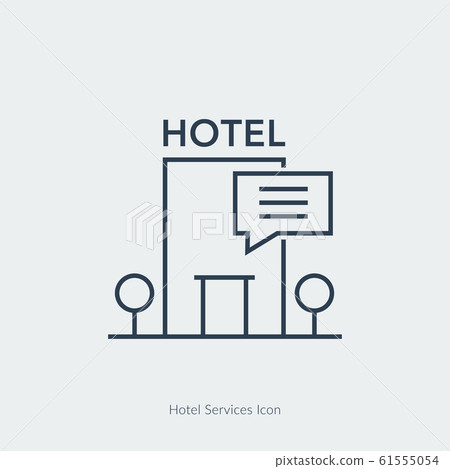 Vector outline Single Hotel Services Icon with menu 61555054
