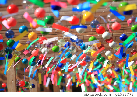 Edo wind chimes swaying in the wind 61555775