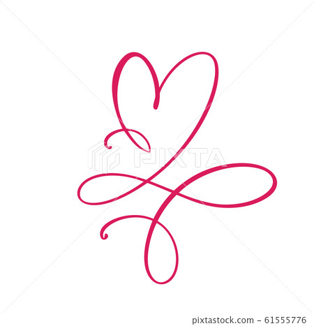 Heart love sign logo. Design flourish element for valentine card. Vector illustration. Infinity Romantic symbol wedding. Template for t shirt, card, poster 61555776