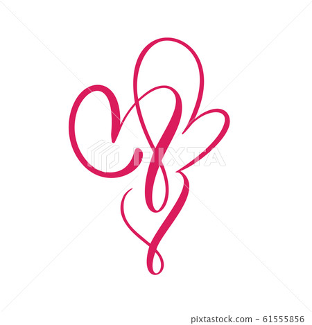 Two flourish red lovers heart. Valentine card handmade vector calligraphy. Decor for greeting card, photo overlays, t-shirt print, flyer, poster design Two flourish red lovers heart. Valentine card handmade vector calligraphy. Decor for greeting card, photo overlays, t-shirt print, flyer, poster design 61555856
