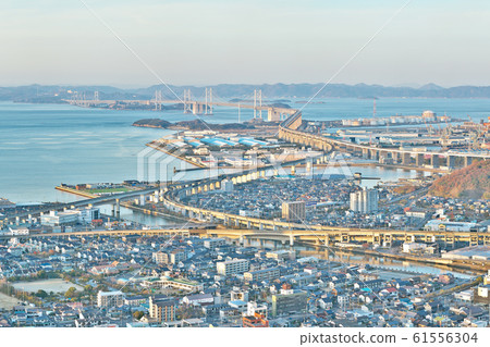 [Great Seto Bridge (from Aonoyama summit observatory) (Evening)] (High resolution version) Aonoyama summit, Utazu-cho, Ayuta-gun, Kagawa Prefecture 61556304