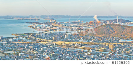 [Great Seto Bridge (from Aonoyama summit observatory) (Evening)] (High resolution version) Aonoyama summit, Utazu-cho, Ayuta-gun, Kagawa Prefecture 61556305