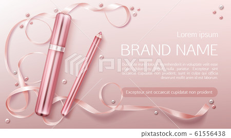 Lipstick and lip liner cosmetics make up product. Lipstick and lip liner cosmetics make up product. 61556438