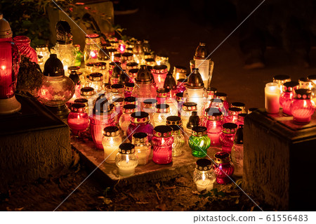 Candle Lights At Night On All Saints Day 61556483