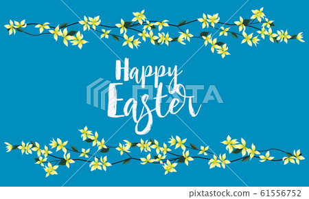 Yellow flowers card Happy Easter 61556752
