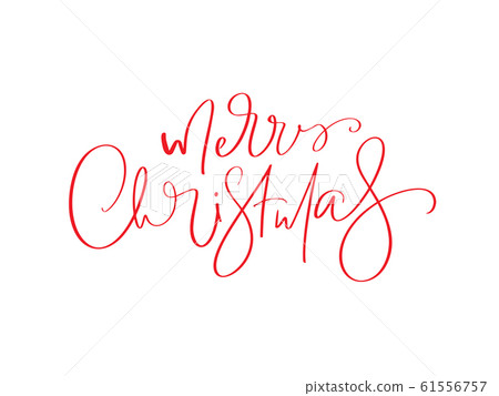 Merry Christmas red vector Calligraphic Lettering text for design greeting cards. Holiday Greeting Gift Poster. Calligraphy modern Font Merry Christmas red vector Calligraphic Lettering text for design greeting cards. Holiday Greeting Gift Poster. Calligraphy modern Font 61556757