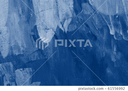Classic blue tone abstract art background hand drawn acrylic painting. Brushstrokes colorful texture acrylic paint on canvas. picture for artwork design. trendy 2020 year color 61556992
