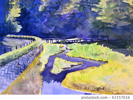 Castle ruins park watercolor sketch 61557016