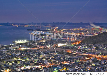 [Seto Ohashi (from Aonoyama summit observatory) (Night)] Aoyama summit, Utazu-cho, Aya-gun, Kagawa 61557434