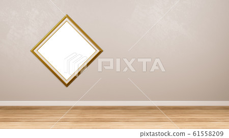 Golden Rhombus Empty Picture Frame at the Wall Golden Rhombus Empty Picture Frame at the Wall 61558209