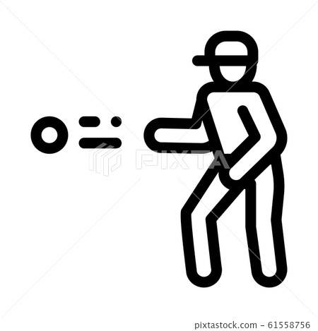 Player Throw Ball Icon Vector Outline Illustration 61558756