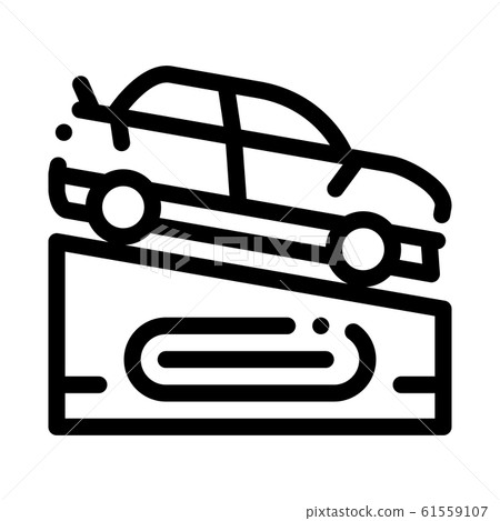 Car On Pedestal Icon Vector Outline Illustration 61559107